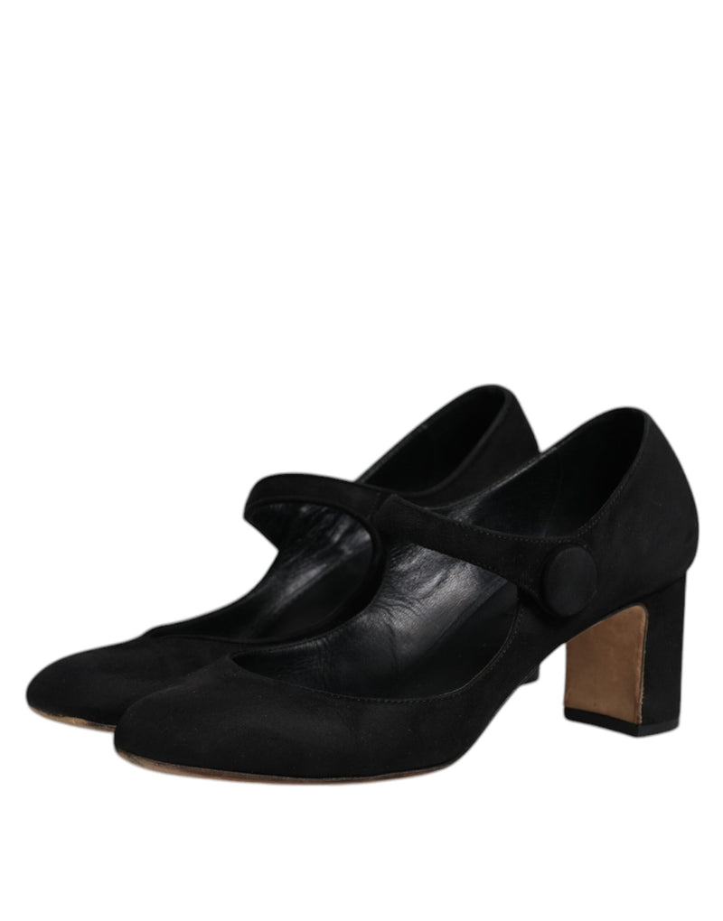 Dolce & Gabbana KEIRA Black Suede Leather Heels Pumps