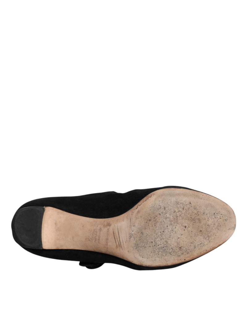 Dolce & Gabbana KEIRA Black Suede Leather Heels Pumps