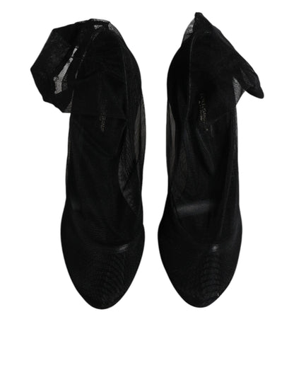 Bottines chaussettes en maille extensible en nylon noir Dolce & Gabbana