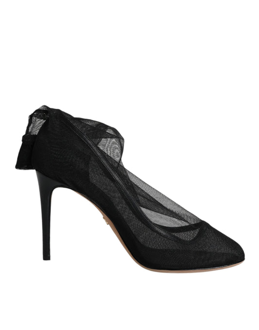 Dolce & Gabbana Zwarte nylon stretch mesh sokkenlaarzen