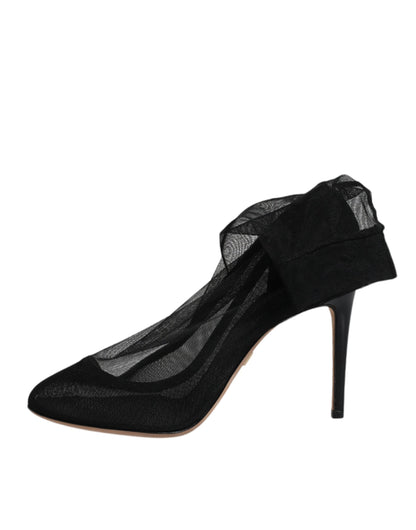 Bottines chaussettes en maille extensible en nylon noir Dolce & Gabbana