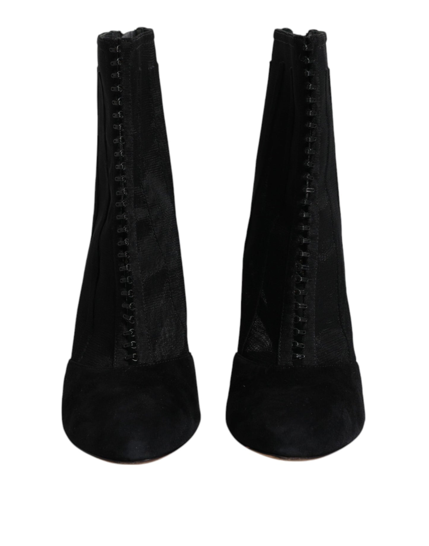 Dolce & Gabbana zwarte mesh enkellaarsjes met stilettohak.