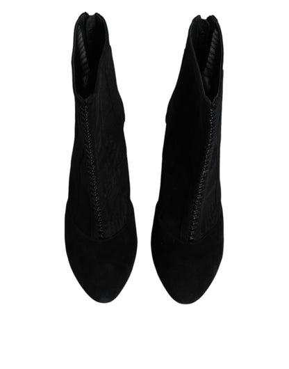 Dolce & Gabbana zwarte mesh enkellaarsjes met stilettohak.