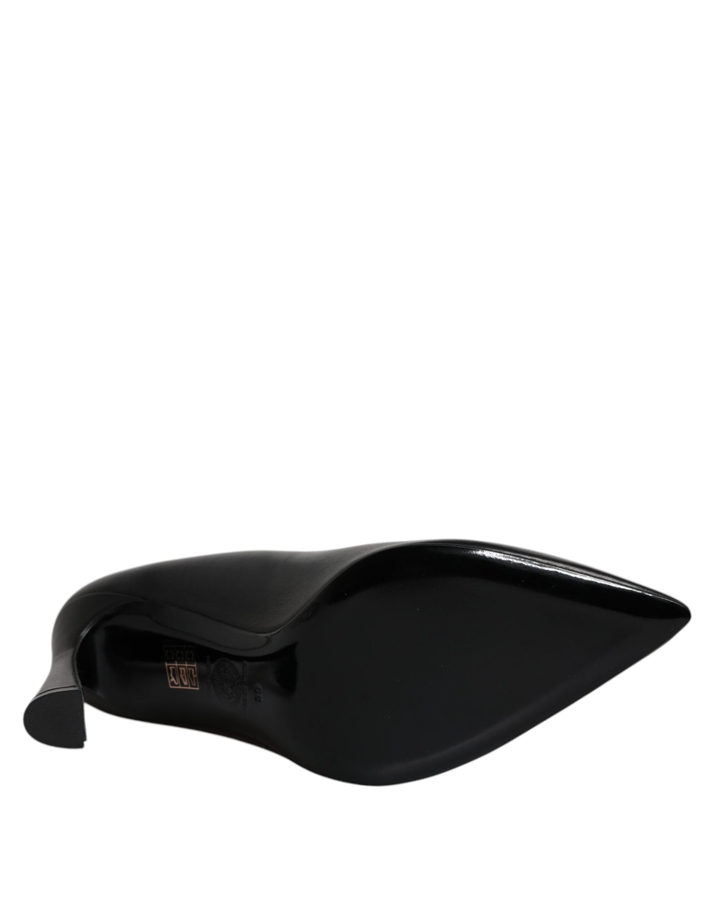 Versace Zwarte Lederen Pumps met Logo Plaque en Hoge Hakken