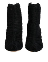 Dolce & Gabbana Black Mesh Stiletto Heels Ankle Boots