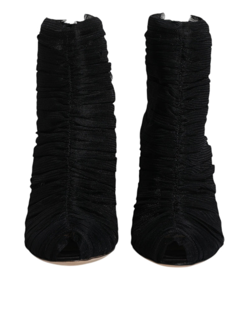 Dolce & Gabbana Black Mesh Stiletto Heels Ankle Boots