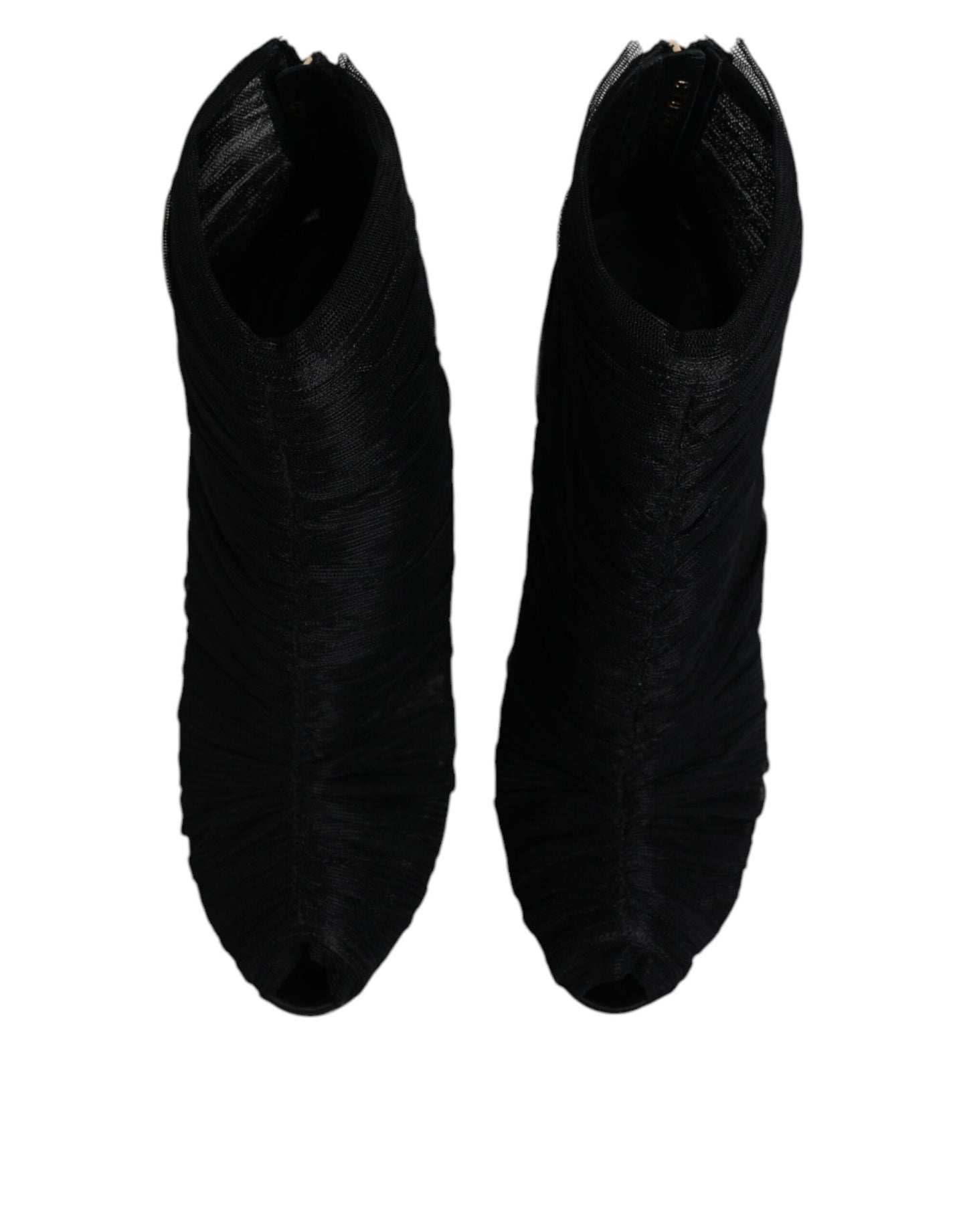 Dolce & Gabbana zwarte mesh enkellaarsjes met stilettohak.