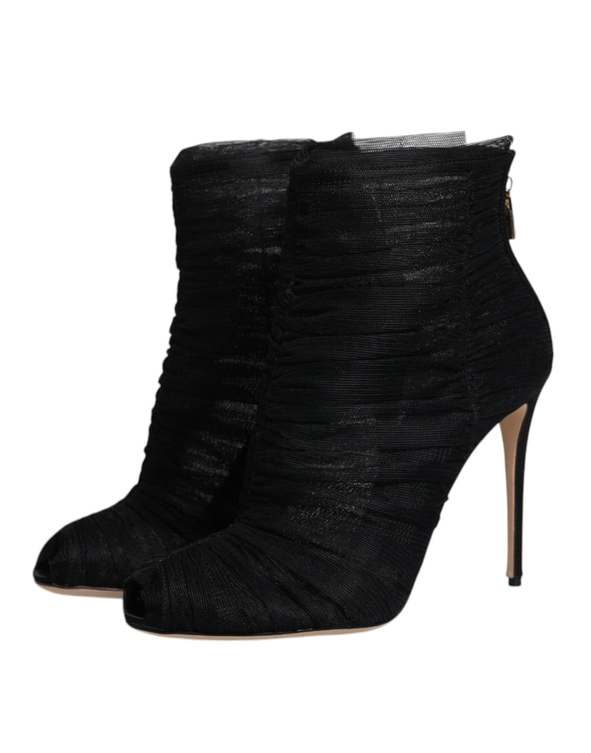 Dolce & Gabbana Black Mesh Stiletto Heels Ankle Boots