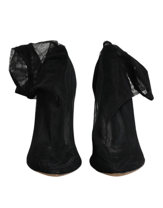 Dolce & Gabbana Black Nylon Stretch Mesh Sock Boots