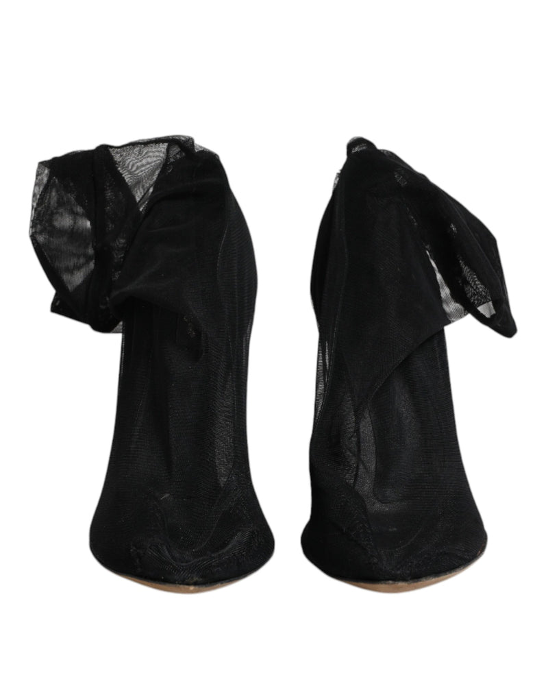 Dolce & Gabbana Black Nylon Stretch Mesh Sock Boots