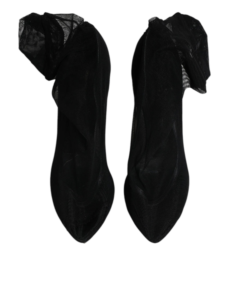 Dolce & Gabbana Black Nylon Stretch Mesh Sock Boots