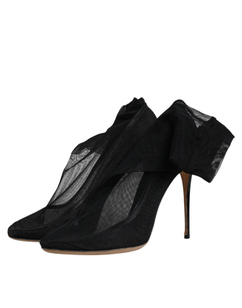 Dolce & Gabbana Black Nylon Stretch Mesh Sock Boots
