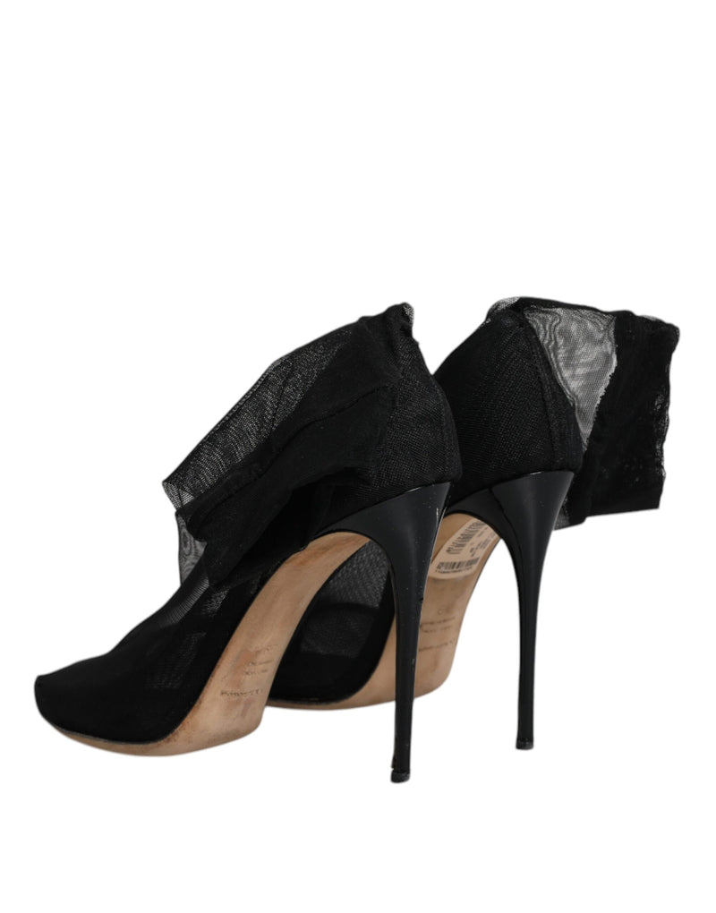 Dolce & Gabbana Black Nylon Stretch Mesh Sock Boots