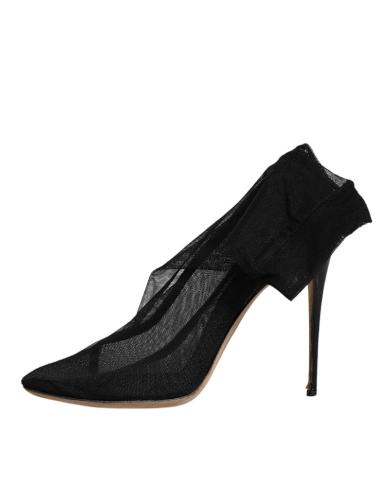 Dolce & Gabbana Black Nylon Stretch Mesh Sock Boots