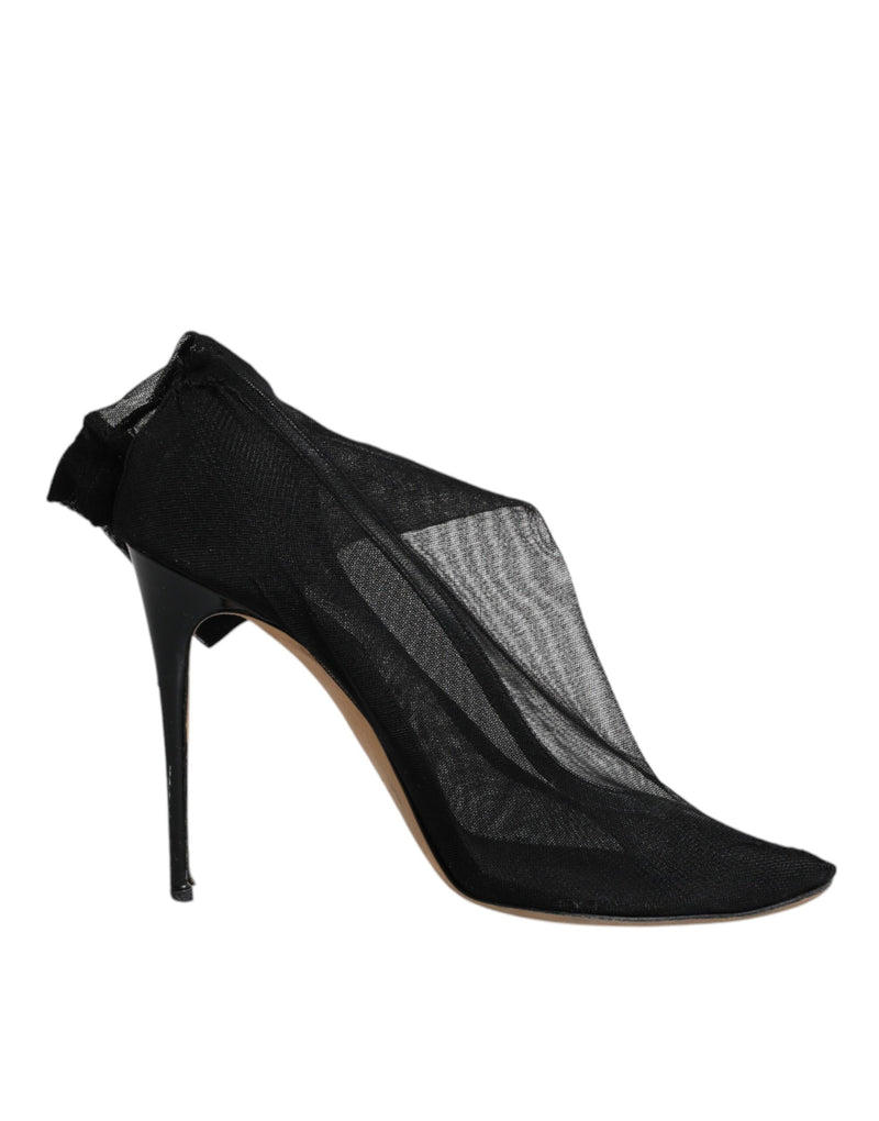 Dolce & Gabbana Black Nylon Stretch Mesh Sock Boots