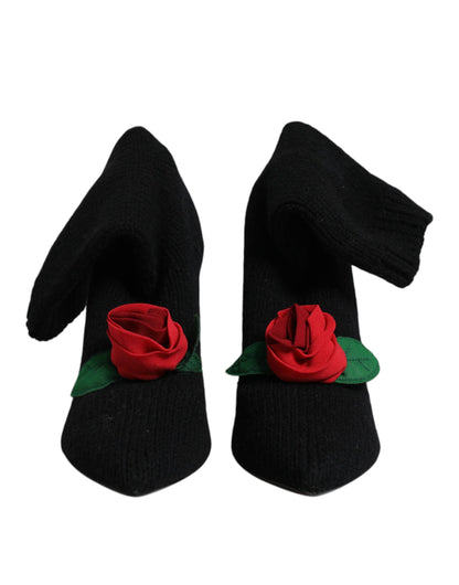 Dolce & Gabbana Zwarte Stiletto Hakken Midcalflaarzen