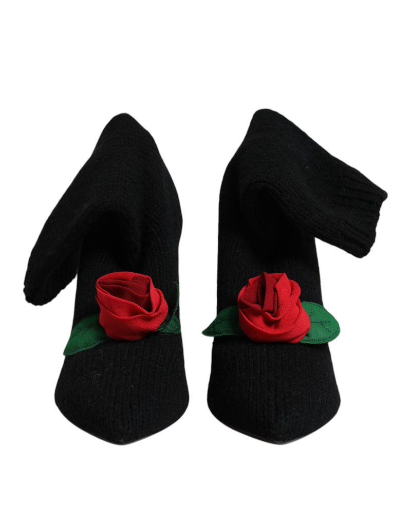 Dolce & Gabbana Black Stiletto Heels Mid Calf Boots