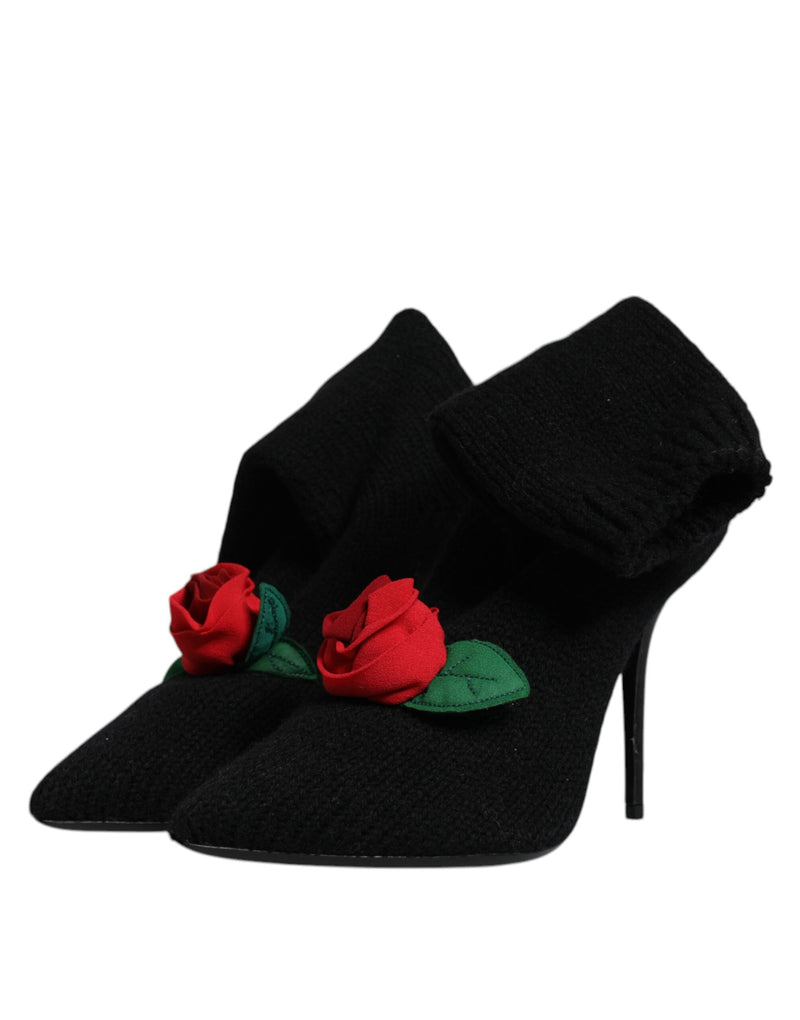 Dolce & Gabbana Black Stiletto Heels Mid Calf Boots