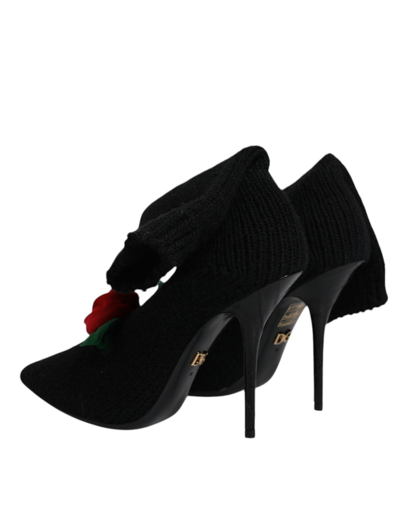 Dolce & Gabbana Black Stiletto Heels Mid Calf Boots