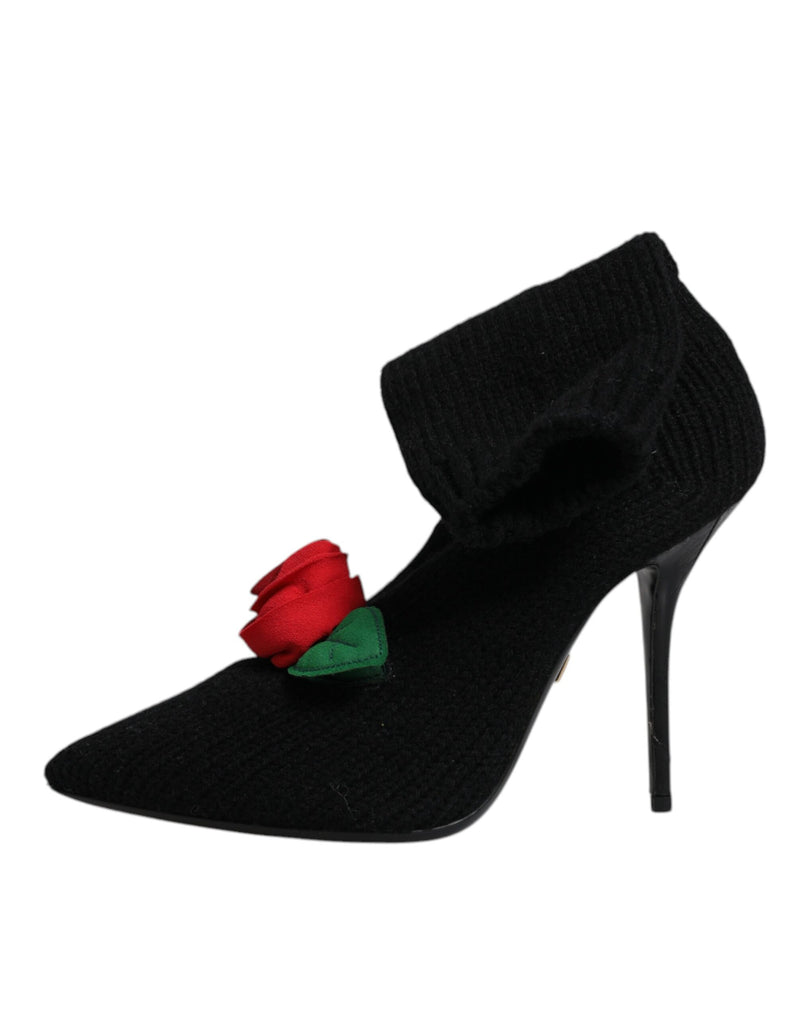 Dolce & Gabbana Black Stiletto Heels Mid Calf Boots