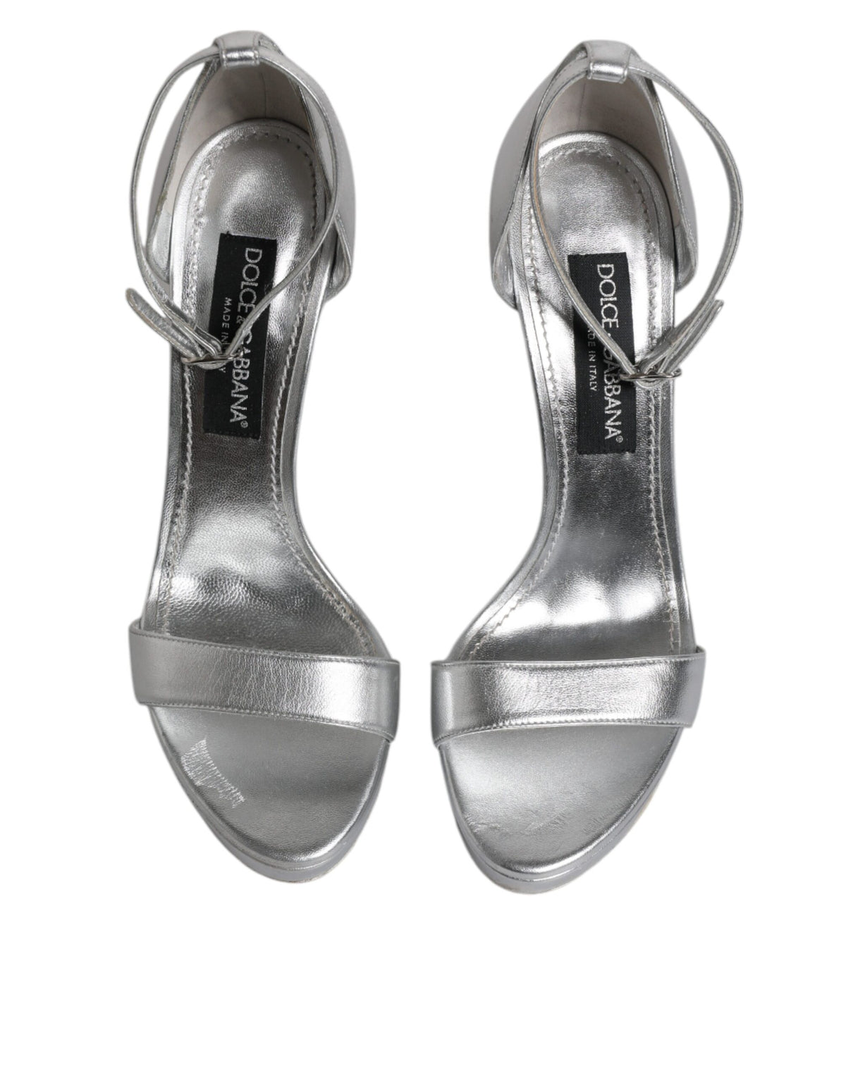 Dolce & Gabbana Silver Leather Platform Keira Sandals
