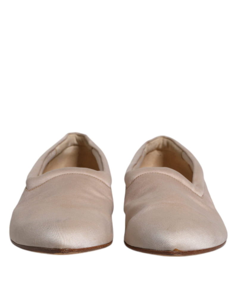 Dolce & Gabbana Beige Fabric Slip-On Ballerina Flats