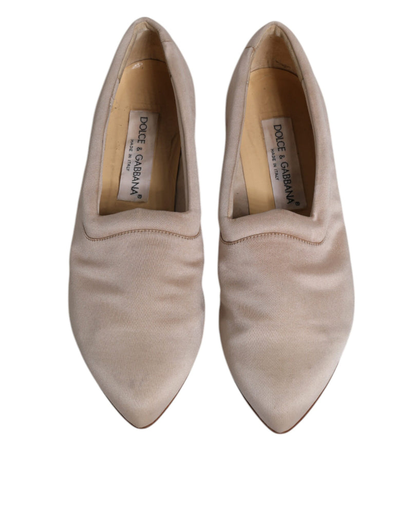 Dolce & Gabbana Beige Fabric Slip-On Ballerina Flats