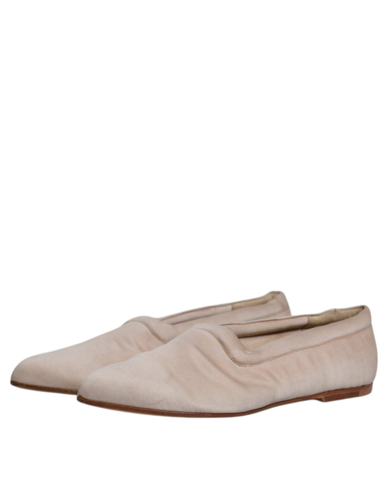 Dolce & Gabbana Beige Fabric Slip-On Ballerina Flats