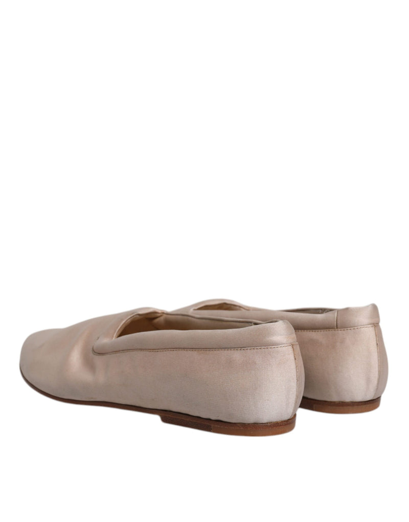 Dolce & Gabbana Beige Fabric Slip-On Ballerina Flats