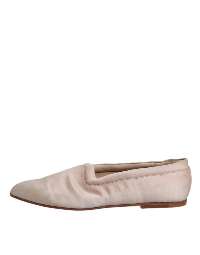 Dolce & Gabbana Beige Fabric Slip-On Ballerina Flats