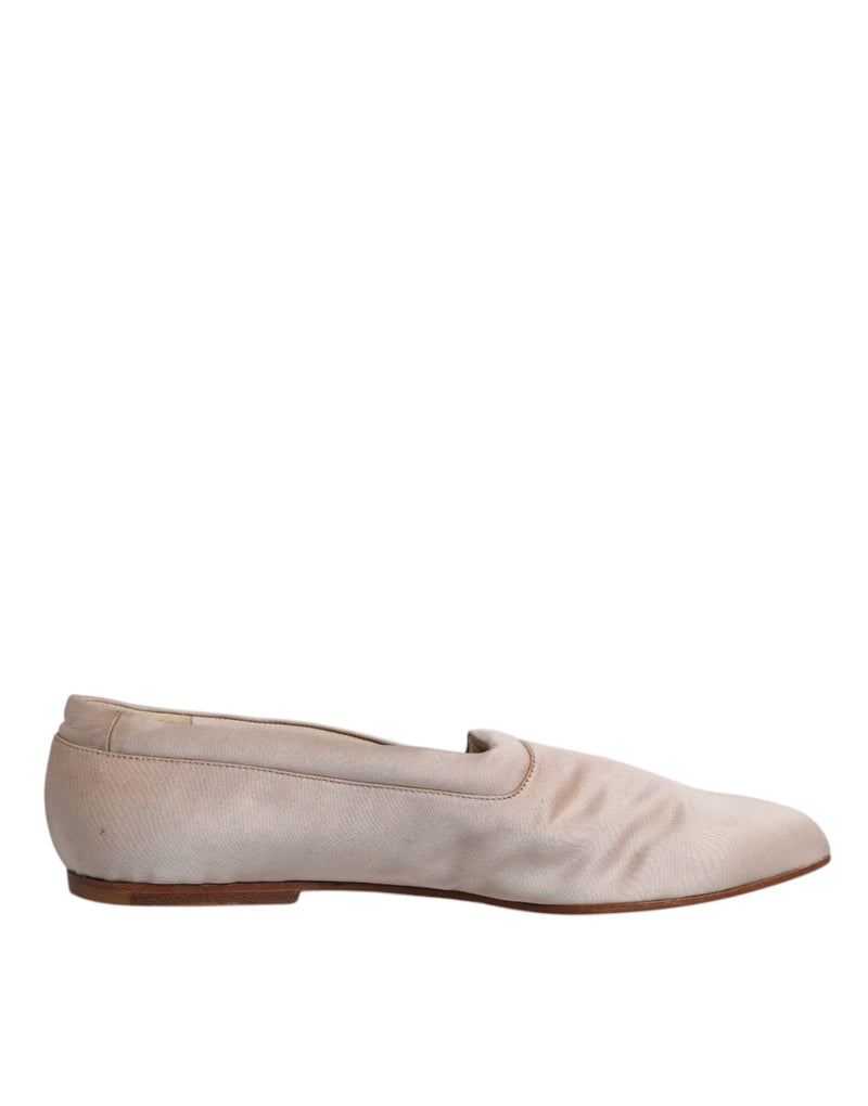 Dolce & Gabbana Beige Fabric Slip-On Ballerina Flats