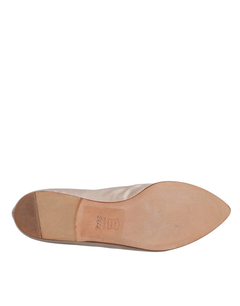 Dolce & Gabbana Beige Fabric Slip-On Ballerina Flats