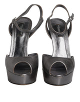 Dolce & Gabbana Sandales à Talons Plates en Cuir Argenté