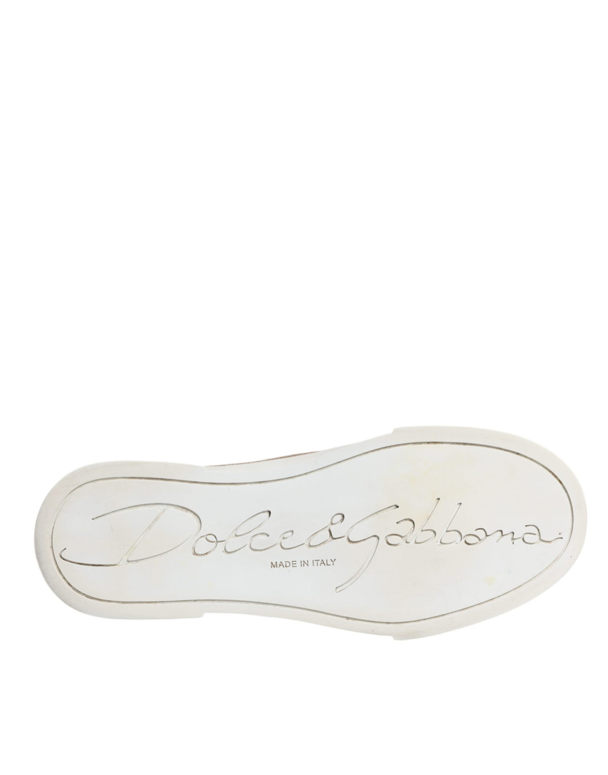 Dolce & Gabbana Gold White Logo Low Top Sneakers