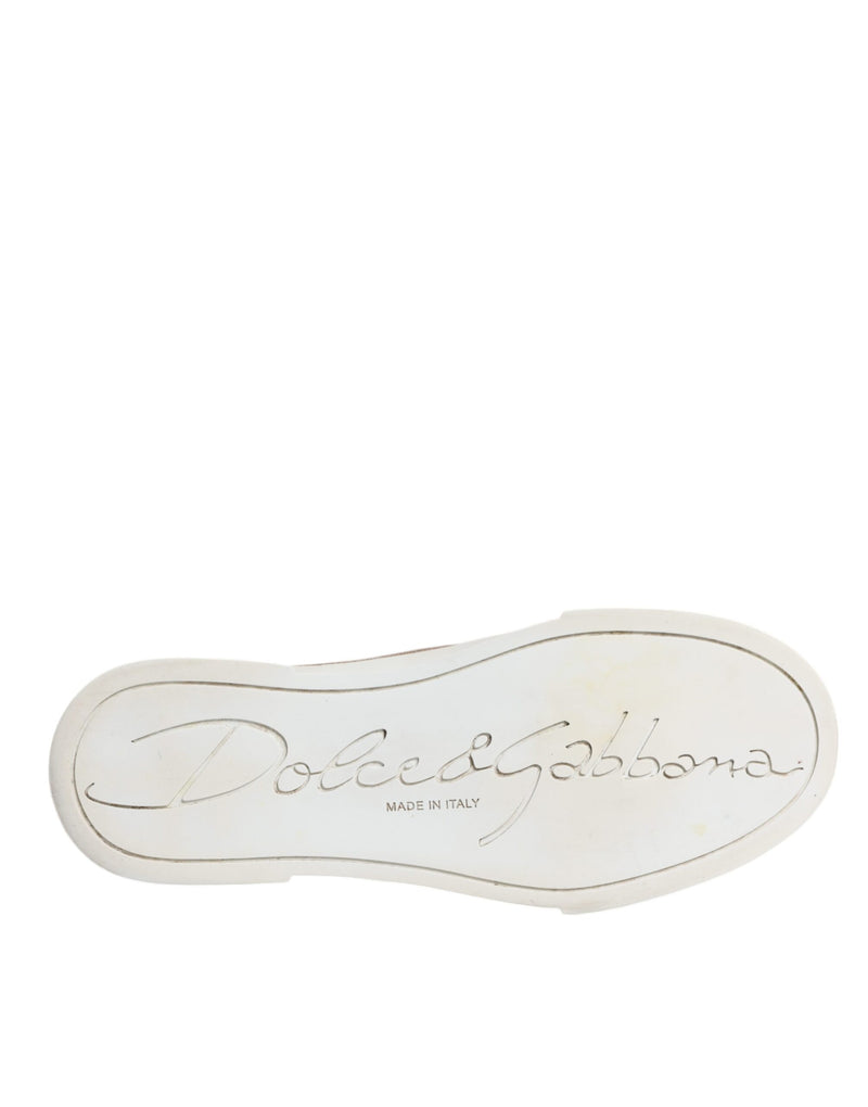 Dolce & Gabbana Gold White Logo Low Top Sneakers