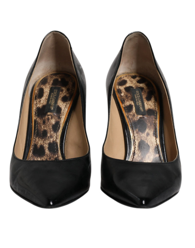 Dolce & Gabbana Black Calf Leather Stiletto Heels Pumps