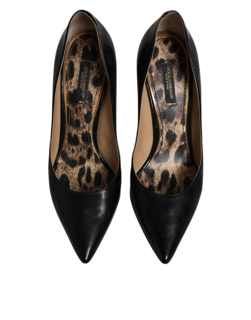 Dolce & Gabbana Black Calf Leather Stiletto Heels Pumps