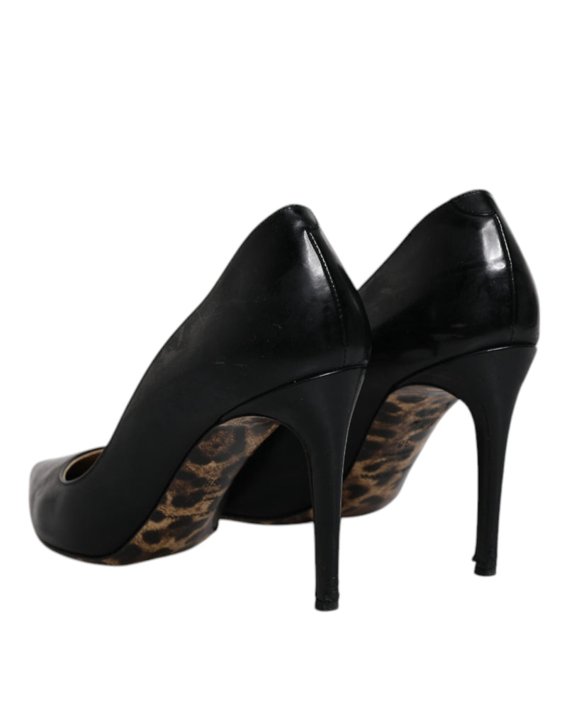 Dolce & Gabbana Black Calf Leather Stiletto Heels Pumps