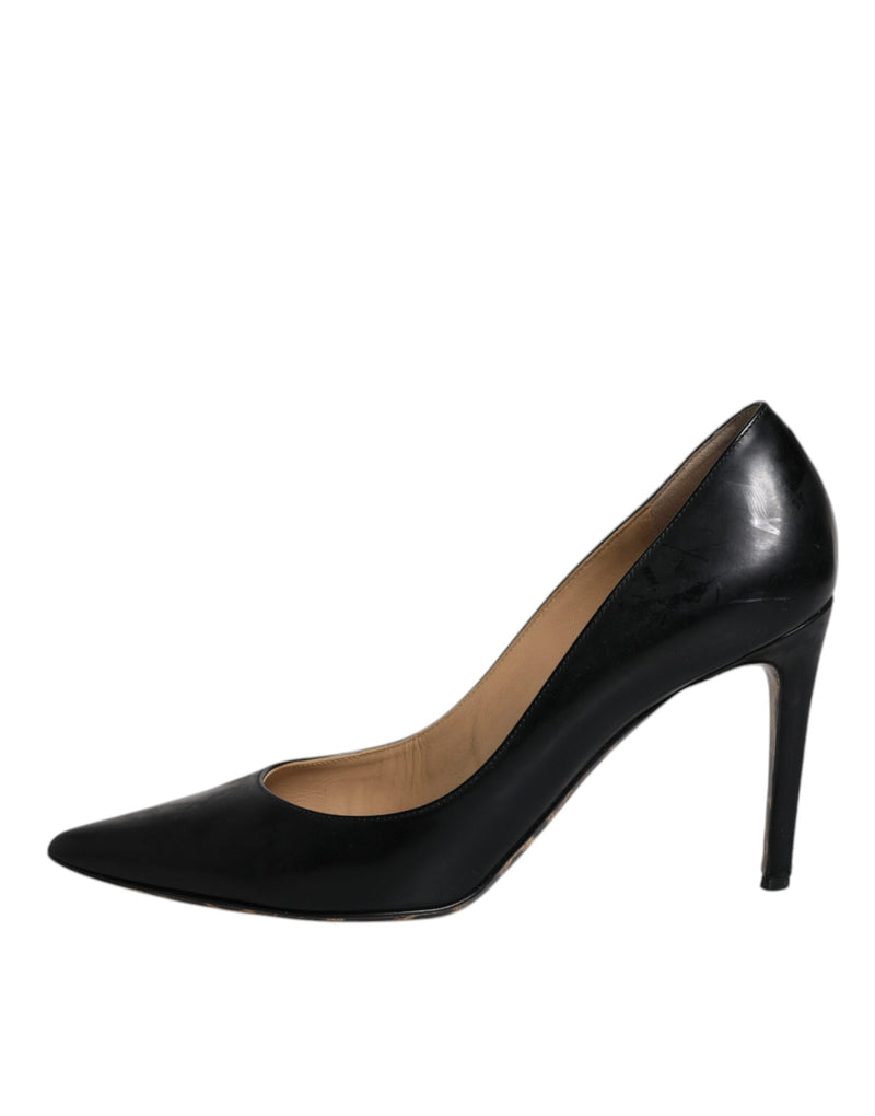 Dolce & Gabbana Black Calf Leather Stiletto Heels Pumps