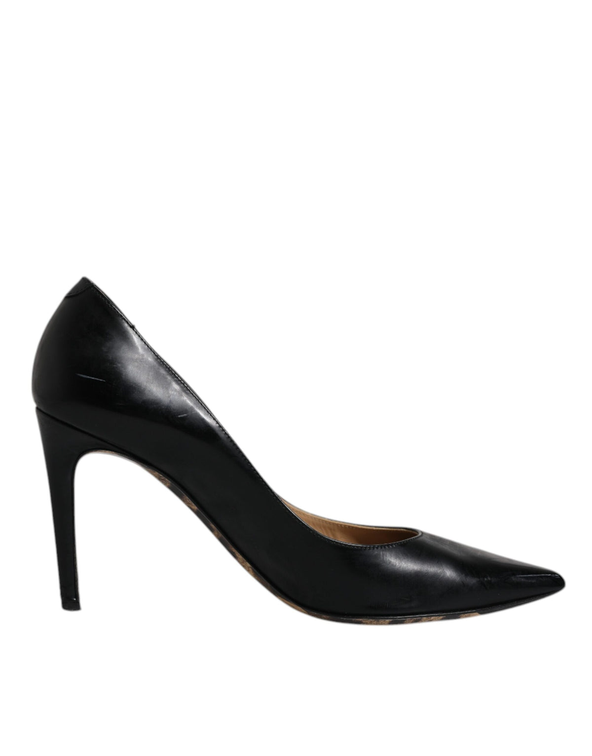 Dolce & Gabbana Black Calf Leather Stiletto Heels Pumps