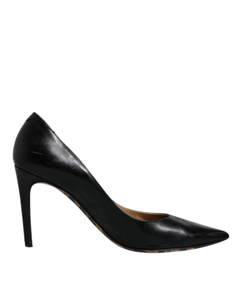 Dolce & Gabbana Black Calf Leather Stiletto Heels Pumps