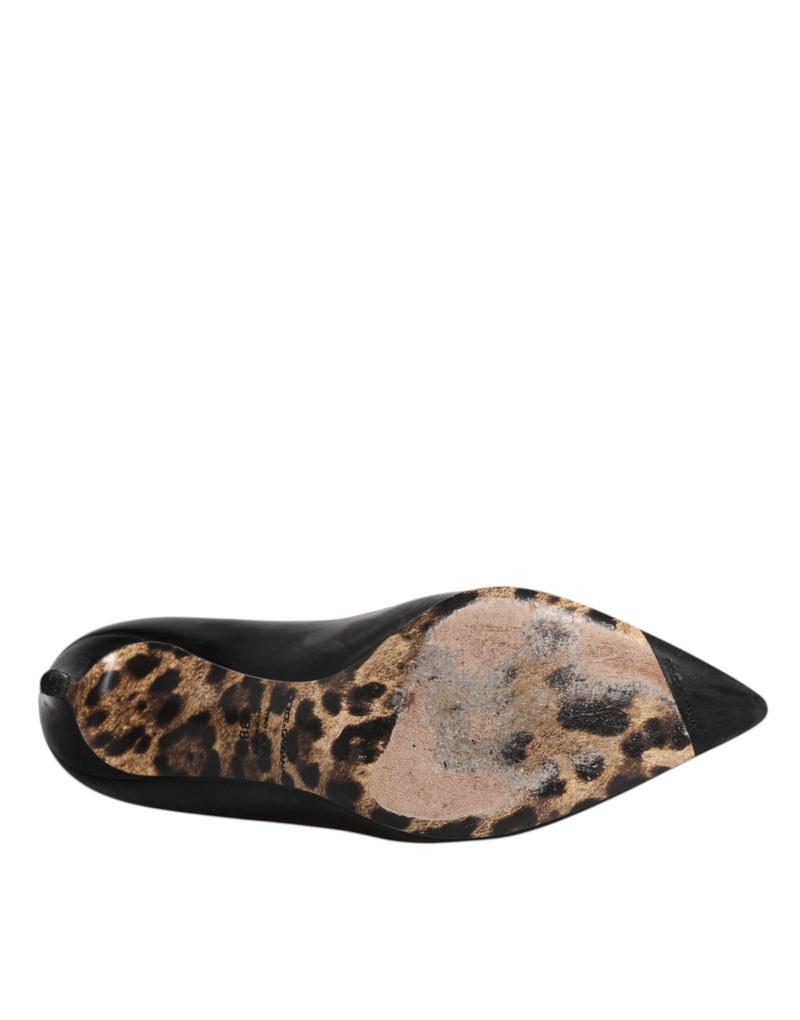 Dolce & Gabbana Black Calf Leather Stiletto Heels Pumps