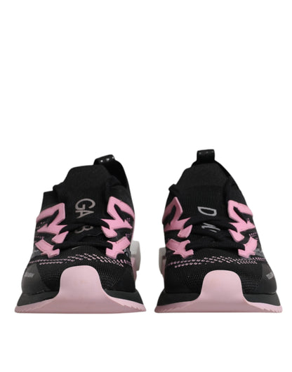 Sneakers de sport en cuir et daim noir et rose SORRENTO de Dolce & Gabbana