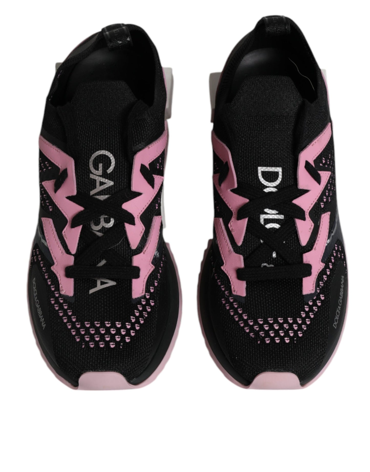 Sneakers de sport en cuir et daim noir et rose SORRENTO de Dolce & Gabbana