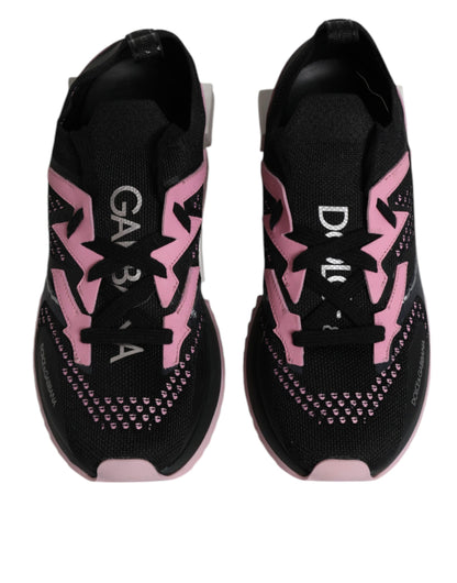 Sneakers de sport en cuir et daim noir et rose SORRENTO de Dolce & Gabbana