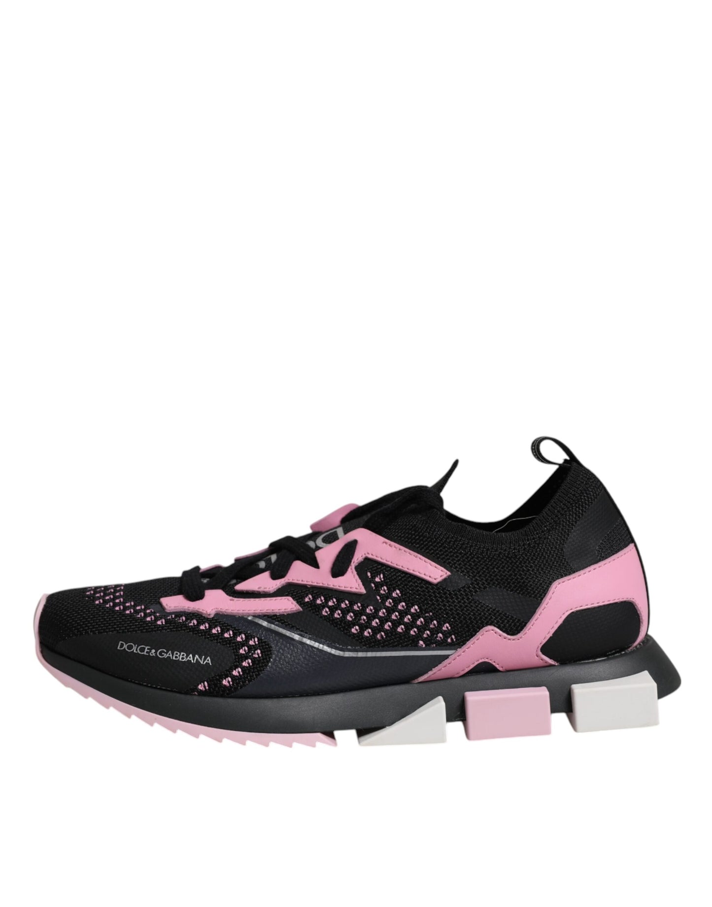 Sneakers de sport en cuir et daim noir et rose SORRENTO de Dolce & Gabbana