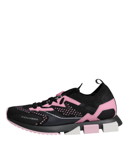 Sneakers de sport en cuir et daim noir et rose SORRENTO de Dolce & Gabbana