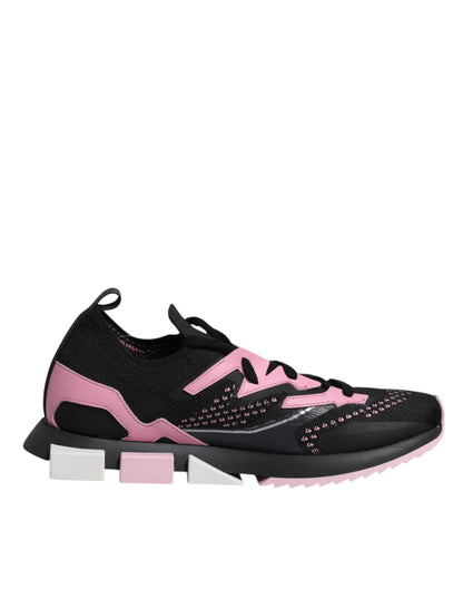 Sneakers de sport en cuir et daim noir et rose SORRENTO de Dolce & Gabbana