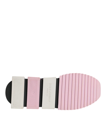 Sneakers de sport en cuir et daim noir et rose SORRENTO de Dolce & Gabbana