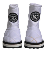 Dolce & Gabbana White Viscose Padded Mid Calf Boots